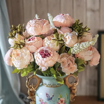 1 Букет Европейских Искусственных пионовых шелковых поддельных цветов Для дома, вечеринки, свадьбы, сделай сам