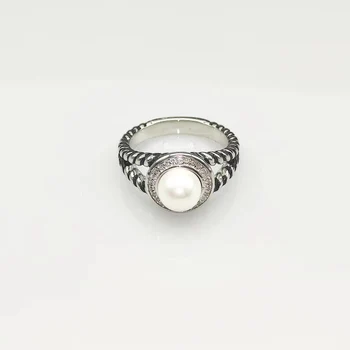 David Yurman Высококачественное Женское кольцо с круглым бриллиантом и Жемчугом оптом в подарок