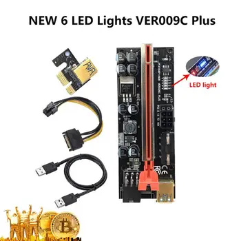VER009C Plus PCI-E Riser Card USB 3,0 Кабель PCIe Express От 1X до 16X Удлинитель От 15 До 6 Контактов Кабель-адаптер питания Для Видеокарты