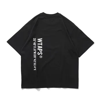 WTAPS 2023, летние новые японские футболки с вертикальным текстовым принтом, Модная Свободная повседневная хлопковая футболка большого размера для мужчин и женщин