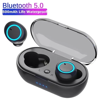Y50 TWS Bluetooth Наушники 5,0 Беспроводные Наушники Hi-Fi Стереогарнитура Беспроводные Наушники-вкладыши с сенсорным Управлением Спортивные Наушники