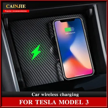 Аксессуары для Tesla Модель 3 Автомобильное беспроводное зарядное устройство Модель Y USB-порты Быстрое зарядное устройство Для двух телефонов Из углеродного АБС-пластика Третья модель 2021