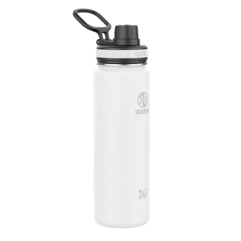 белая и черная бутылка для воды с двойными стенками и вакуумной изоляцией из нержавеющей Стали объемом 24 унции с широким горлышком и откидной крышкой Drnk dispenser 
