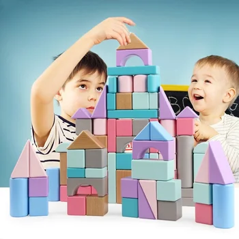 Лучшие продажи 75 шт., детские деревянные строительные блоки, игрушки для оптовой продажи, деревянные строительные блоки, игрушки
