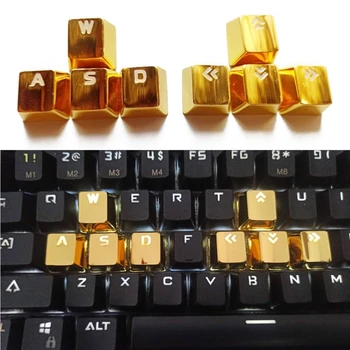 Набор металлических колпачков для ключей Механическая клавиатура Из цинкового сплава, Колпачки для ключей с подсветкой, 8 клавиш для WASD-указаний, клавиши для ремонта клавиатуры